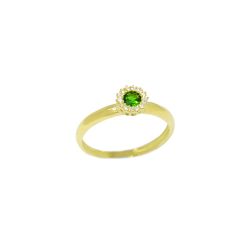 Anel Redondo Esmeralda Sint�tica em Ouro 18 Kilates � 25441